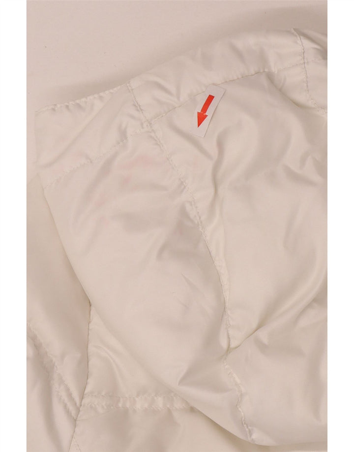 Damski płaszcz z kapturem, oversize, wyściełany Adidas UK 6 XS, biały poliester
