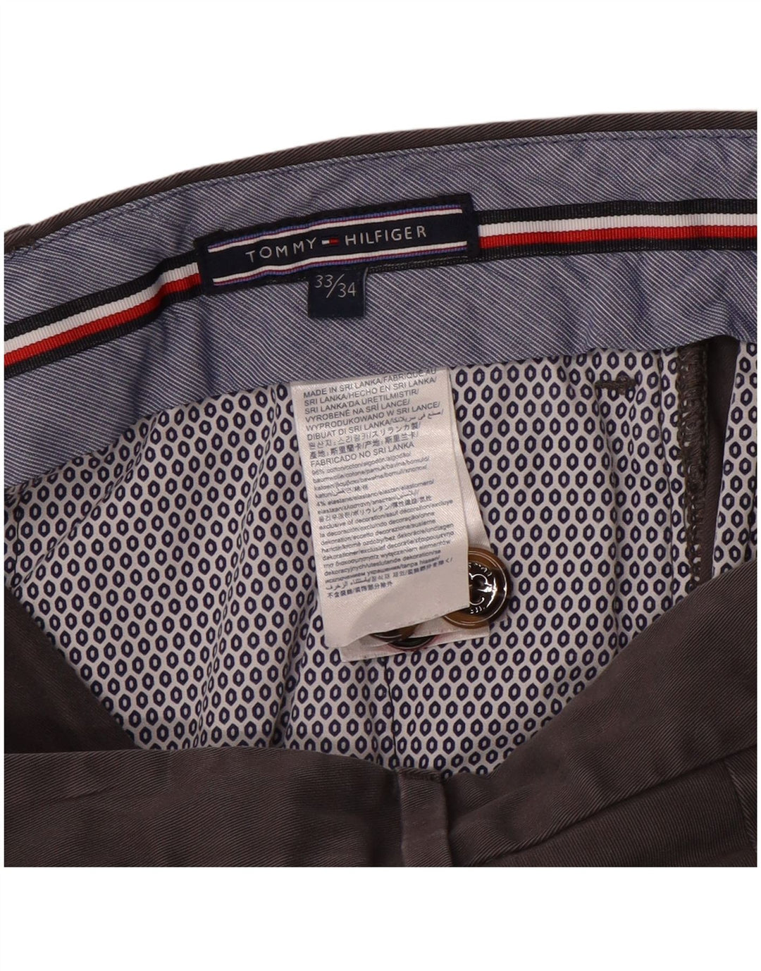 Męskie spodnie typu slim chino TOMMY HILFIGER W33 L34 Szara bawełna