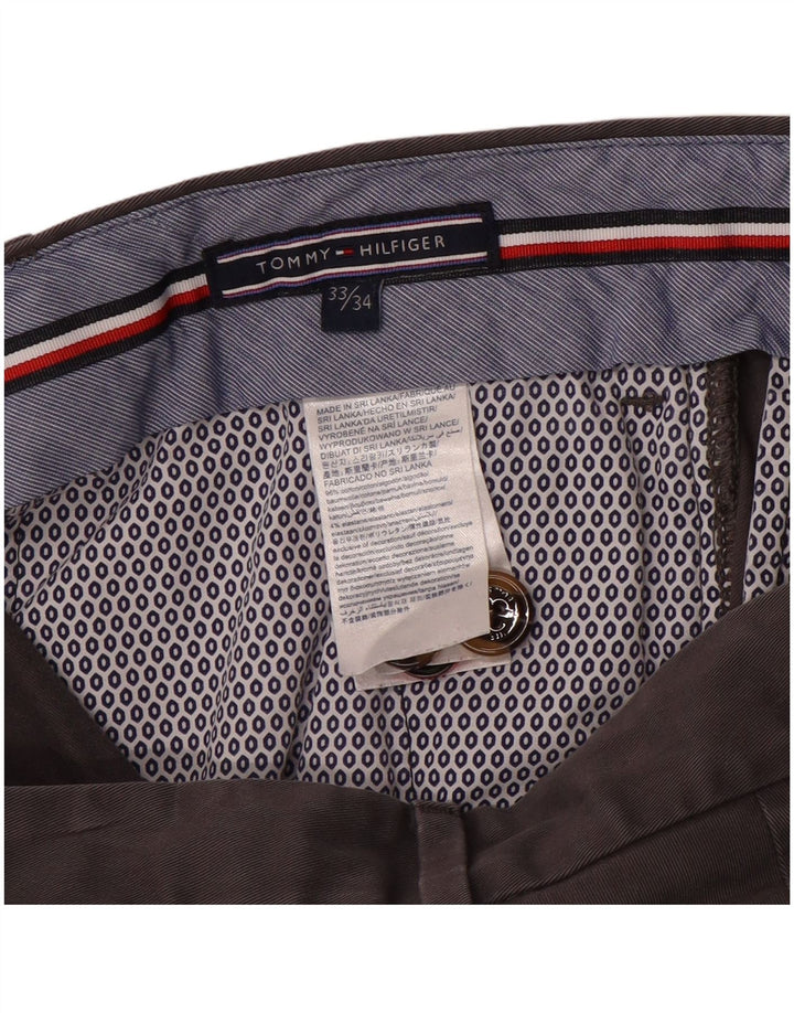 Męskie spodnie typu slim chino TOMMY HILFIGER W33 L34 Szara bawełna