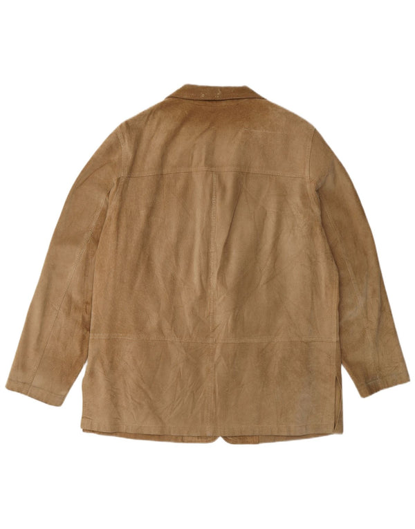 Vintage Womens Suede Jacket IT 42 Medium Beige Leather