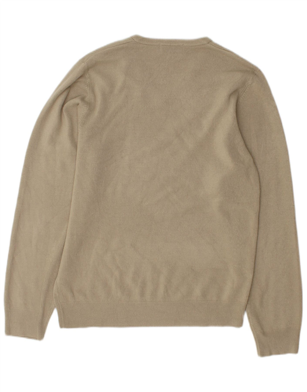 Męski sweter Marks & Spencer Blue Harbor z dekoltem w kształcie litery V, średni beż