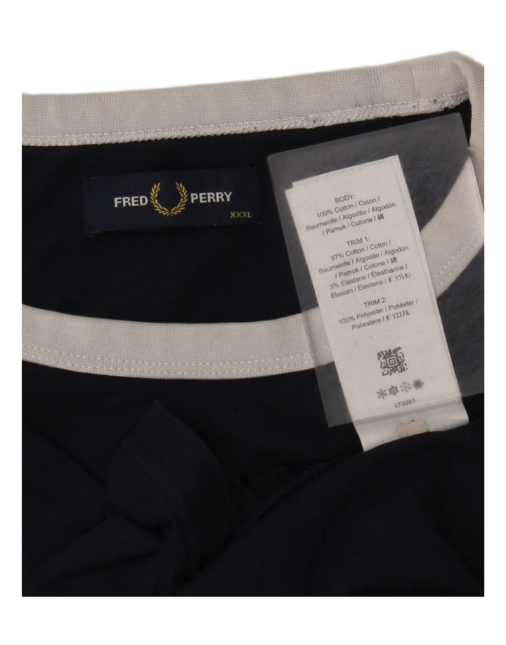 Męska koszulka z grafiką FRED PERRY Top 3XL, bawełna w kolorze granatowym