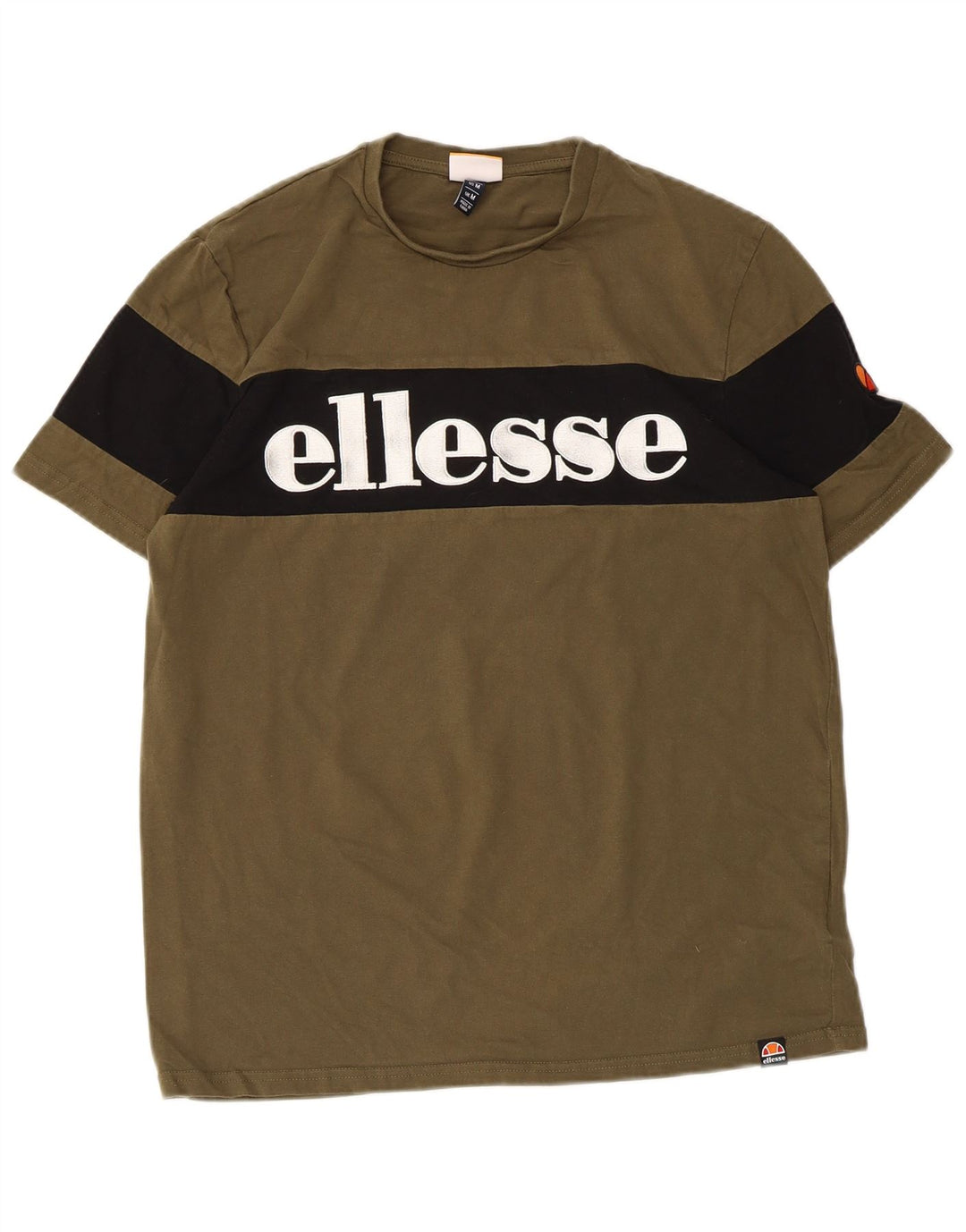 Męska koszulka z grafiką Ellesse, bawełniana, średnia khaki z blokami kolorów