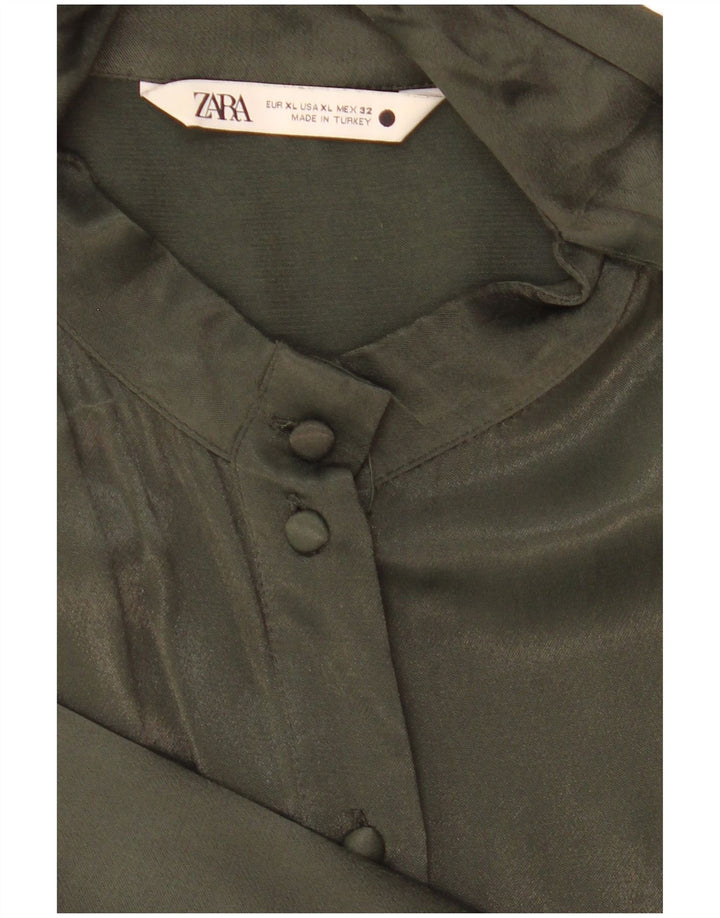 Damska bluzka koszulowa Zara UK 18 XL, zielona