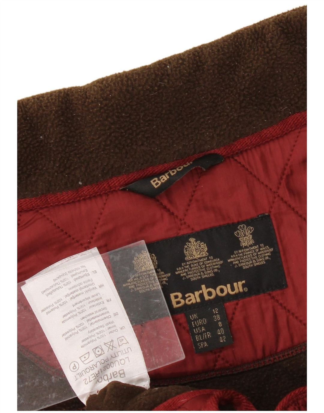 BARBOUR Womens Quilted Jacket UK 12 Medium Red Polyamide