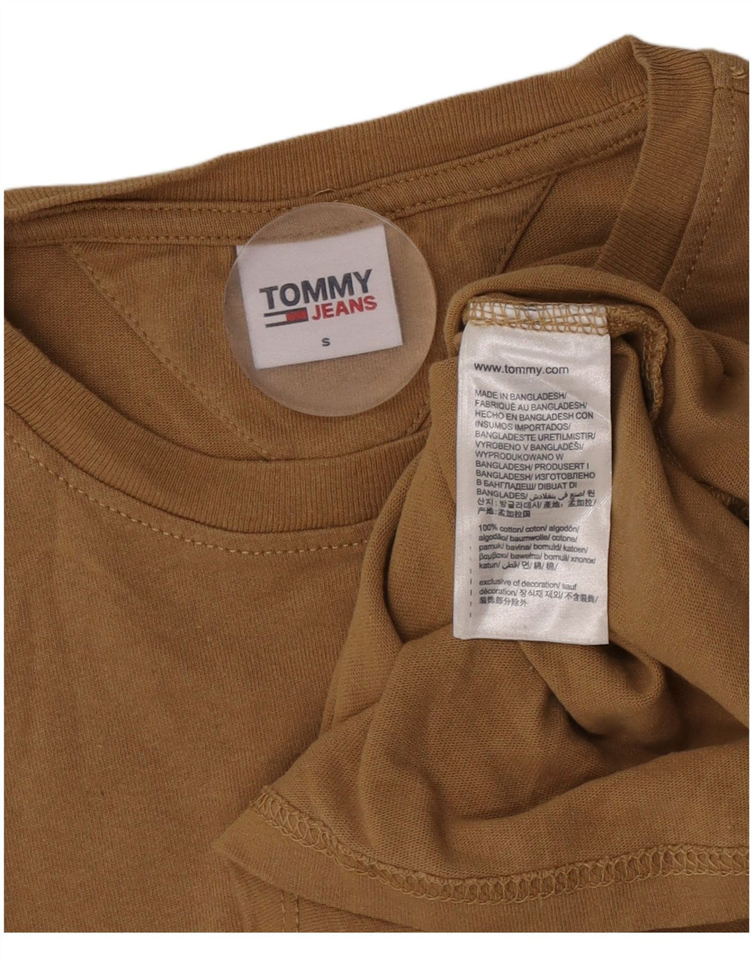 T-shirt męski Tommy Hilfiger, mały, brązowy, bawełniany