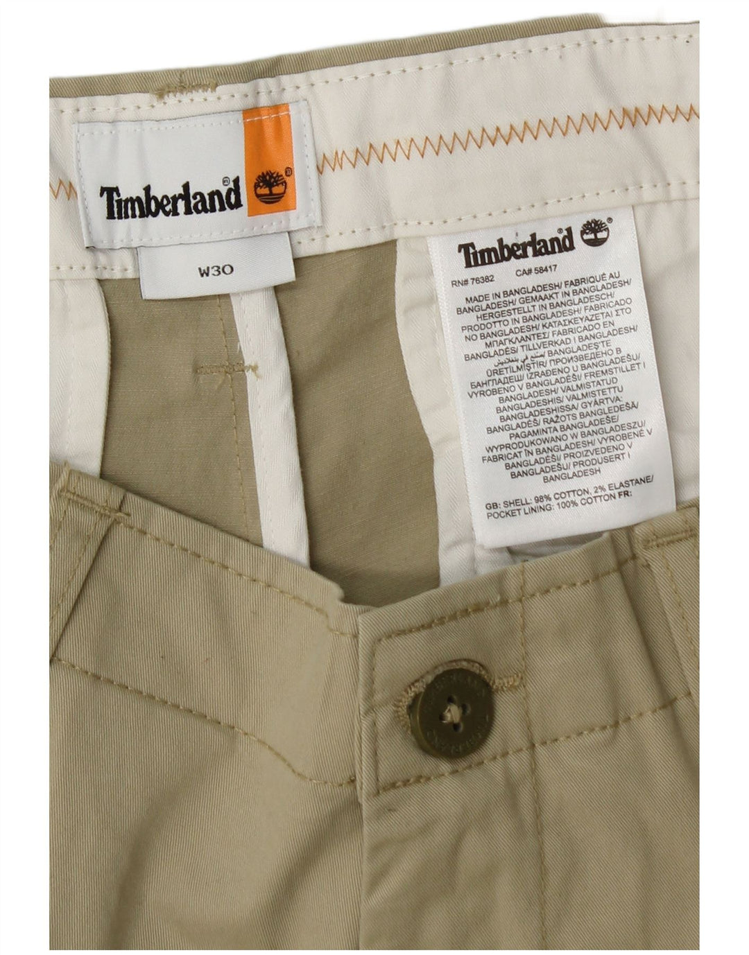 Męskie spodenki Chino Timberland W30 Średniozielona bawełna