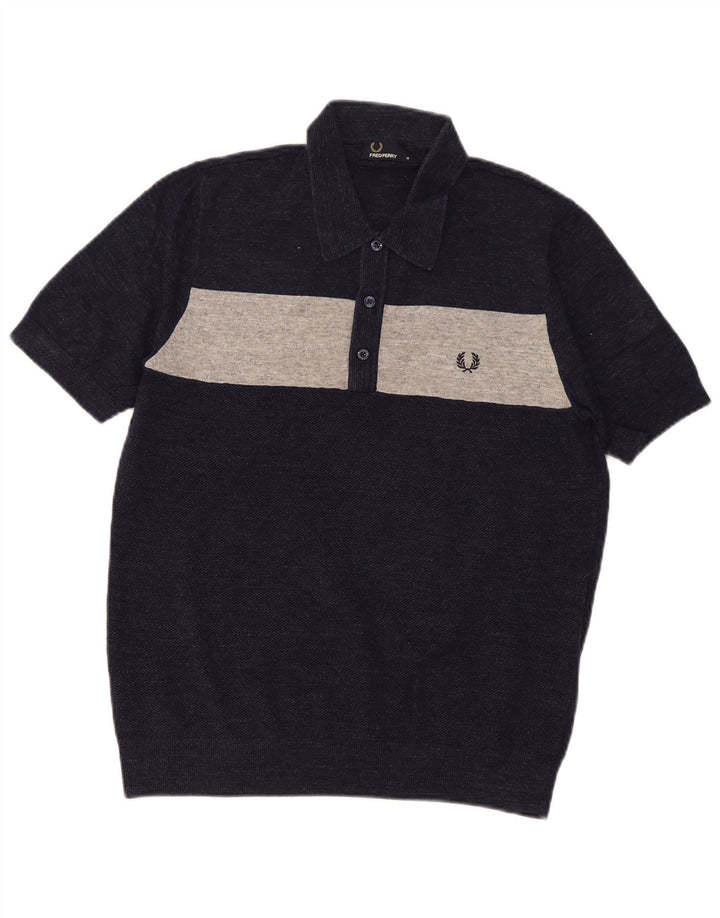 Męska koszulka polo Fred Perry, średnia, granatowa, bawełniana w bloki kolorów