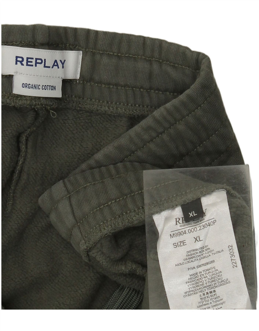 Męskie spodnie dresowe REPLAY z grafiką XL, bawełna khaki