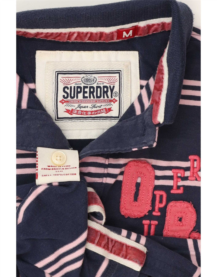 Męska koszulka polo Superdry z grafiką, średnia, granatowa, bawełniana w paski