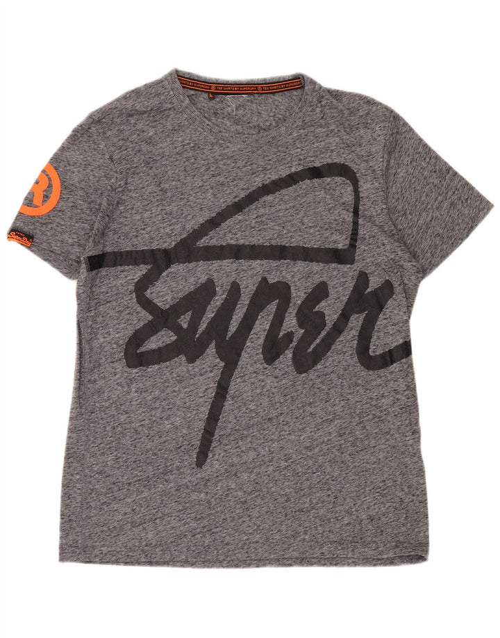Męski T-shirt SUPERDRY z grafiką, 2XL, szary, nakrapiany