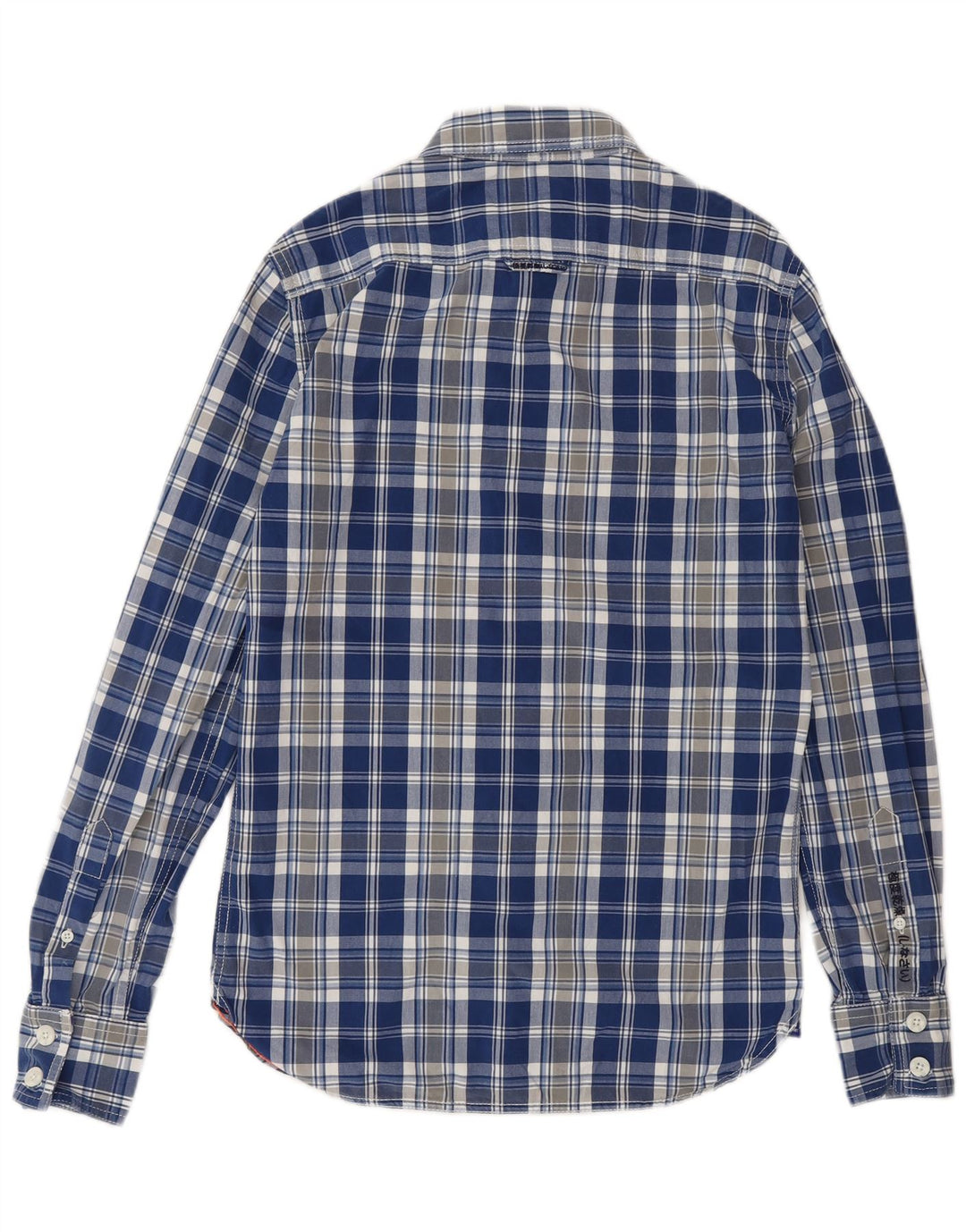 SUPERDRY Koszula męska w małą niebieską kratkę, bawełniana