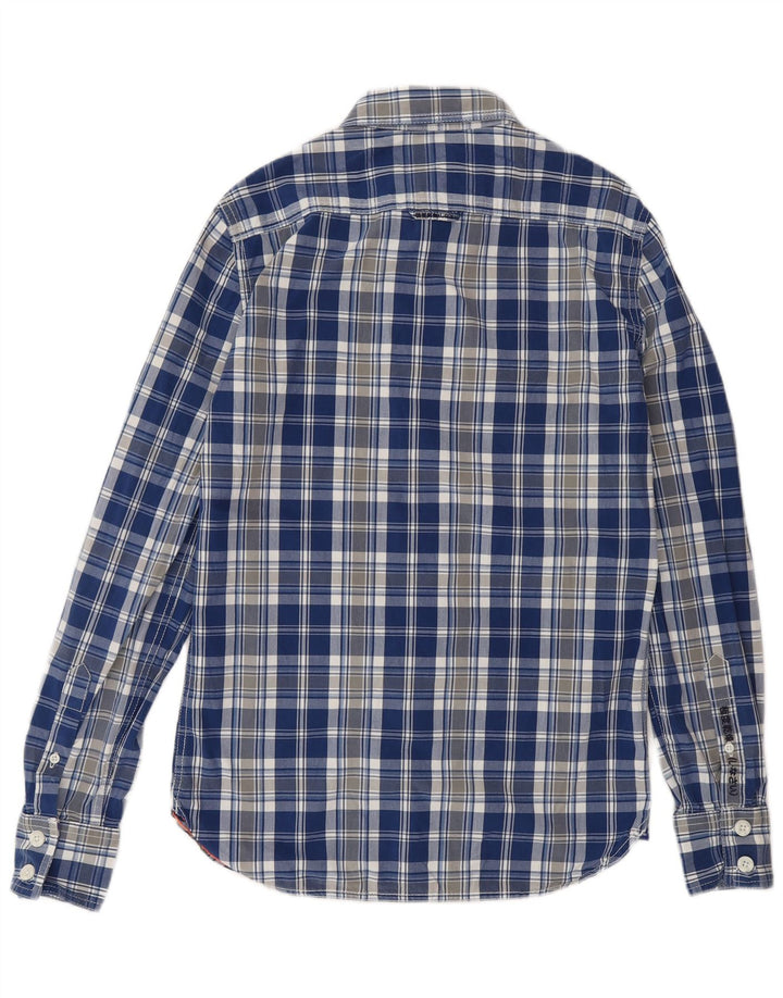 SUPERDRY Koszula męska w małą niebieską kratkę, bawełniana