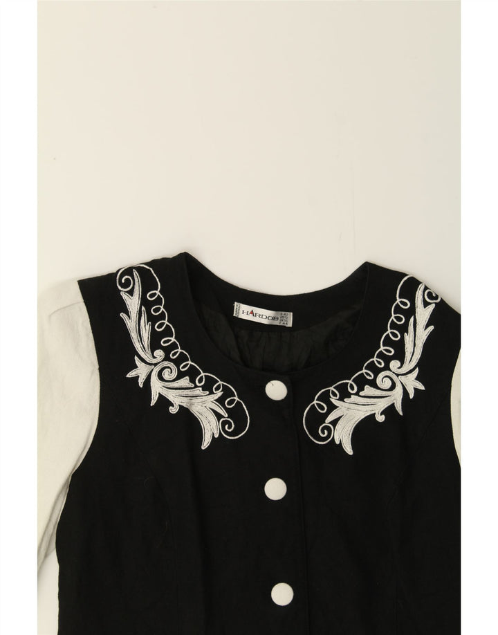 HARDOB Womens 3/4 Sleeve Blazer Jacket UK 16 Large Black Colourblock Vintage Hardob and Second-Hand Hardob from Messina Hembry 