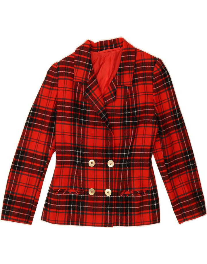 VINTAGE Womens Double Breasted Blazer Jacket UK 10 Small Red Check Vintage Vintage and Second-Hand Vintage from Messina Hembry 