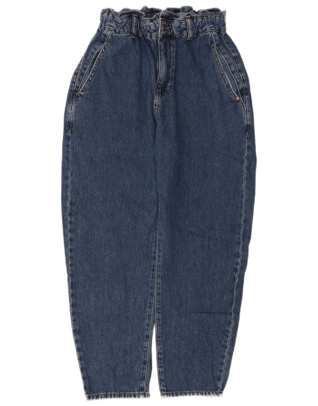 Damskie jeansy ZARA Crop Loose Fit z wysokim stanem EU 38 Small W28 L25 Niebieskie