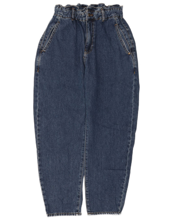 Damskie jeansy ZARA Crop Loose Fit z wysokim stanem EU 38 Small W28 L25 Niebieskie