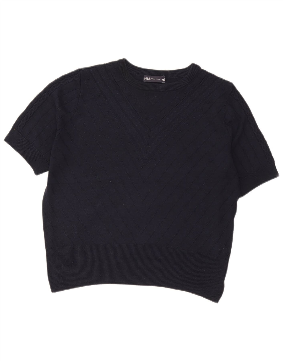 Marks & Spencer Damski sweter z okrągłym dekoltem, UK 14, średni granatowy