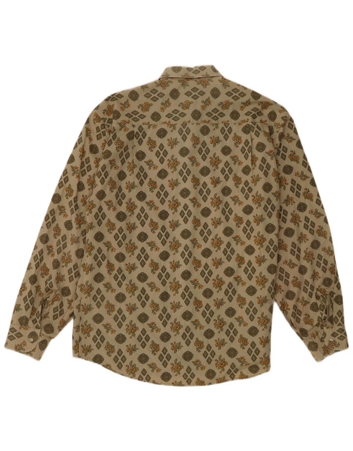 Koszula męska w stylu vintage, duża, khaki, z poliestru w kwiaty