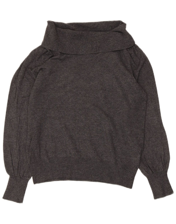 Marks & Spencer Damski sweter z golfem UK 12 Średni szary wiskoza