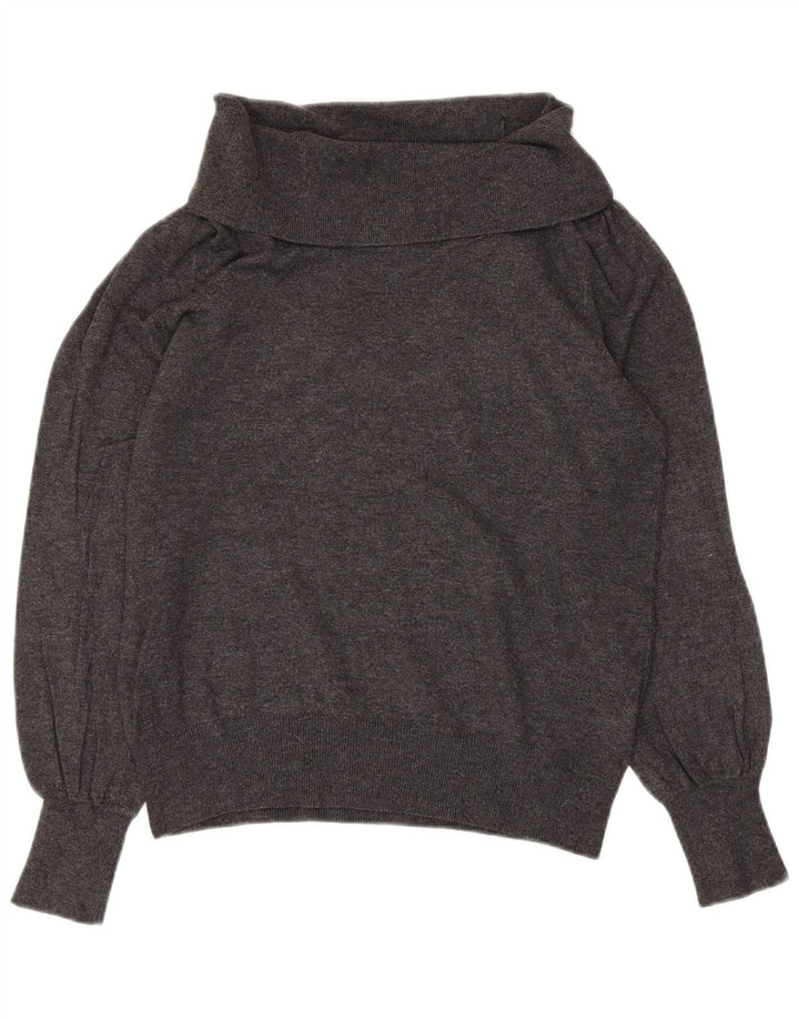 Marks & Spencer Damski sweter z golfem UK 12 Średni szary wiskoza