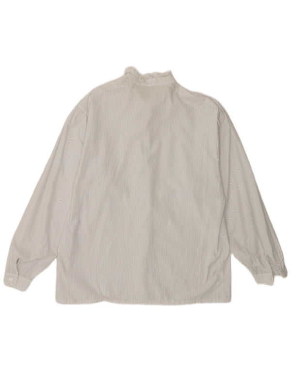 Vintage Womens Front Tie Shirt Blouse UK 16 Large White Striped