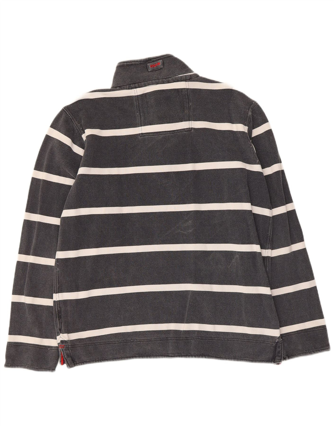 Crew Clothing Męska bluza z guzikami pod szyją, mała, szara, bawełniana w paski