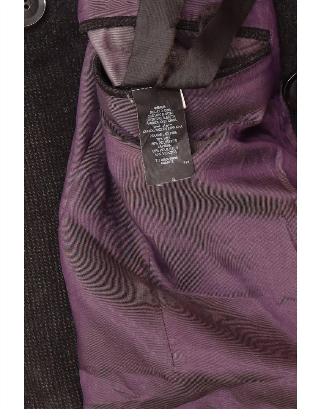 Marks & Spencer Płaszcz męski Pea UK 38 Średni czarny wełniany