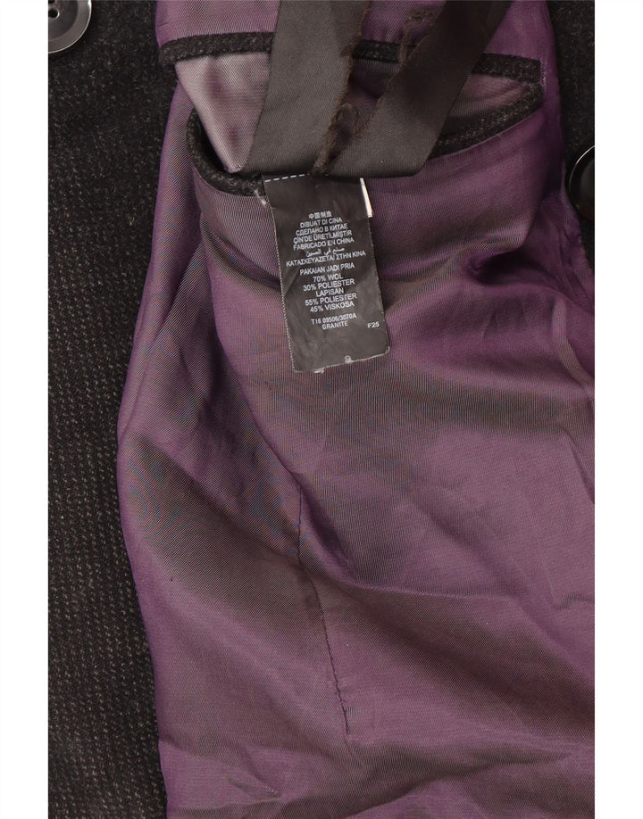 Marks & Spencer Płaszcz męski Pea UK 38 Średni czarny wełniany