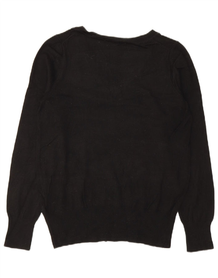 Sweter damski Marks & Spencer z dekoltem w kształcie litery V, UK 10, mały, czarny, wiskoza