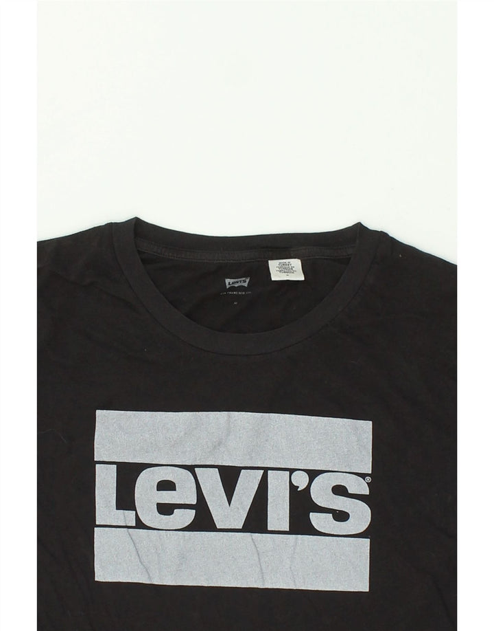 LEVI'S Womens Graphic T-Shirt Top UK 14 Medium Black Vintage Levi's and Second-Hand Levi's from Messina Hembry 