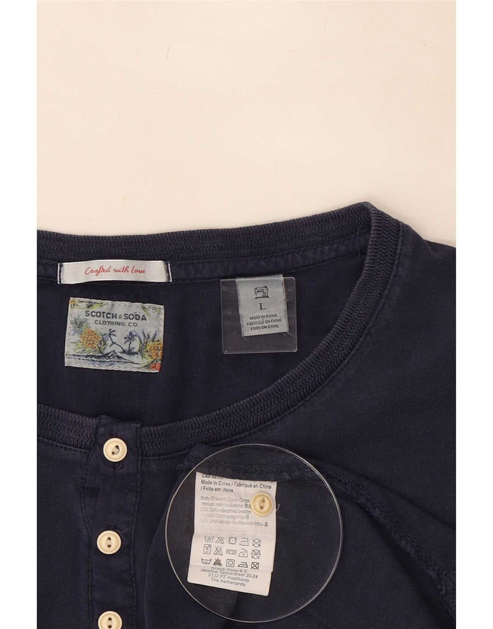 Męski top Scotch & Soda z długim rękawem, duży, granatowy, bawełniany