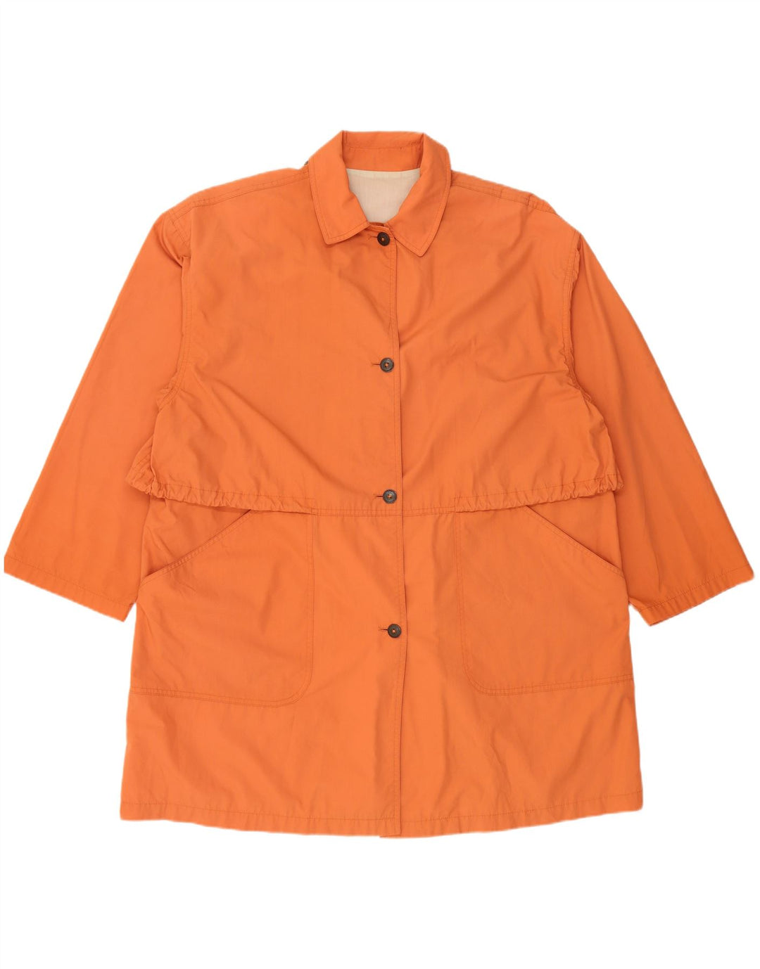 Vintage damski płaszcz przeciwdeszczowy UK 18 XL, pomarańczowy poliester