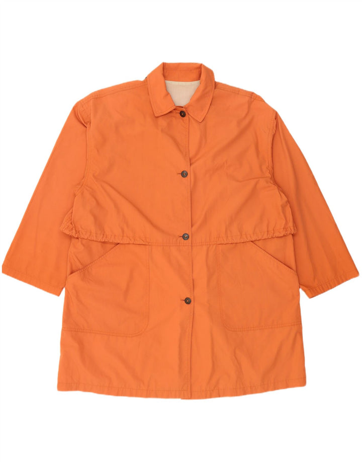 Vintage damski płaszcz przeciwdeszczowy UK 18 XL, pomarańczowy poliester