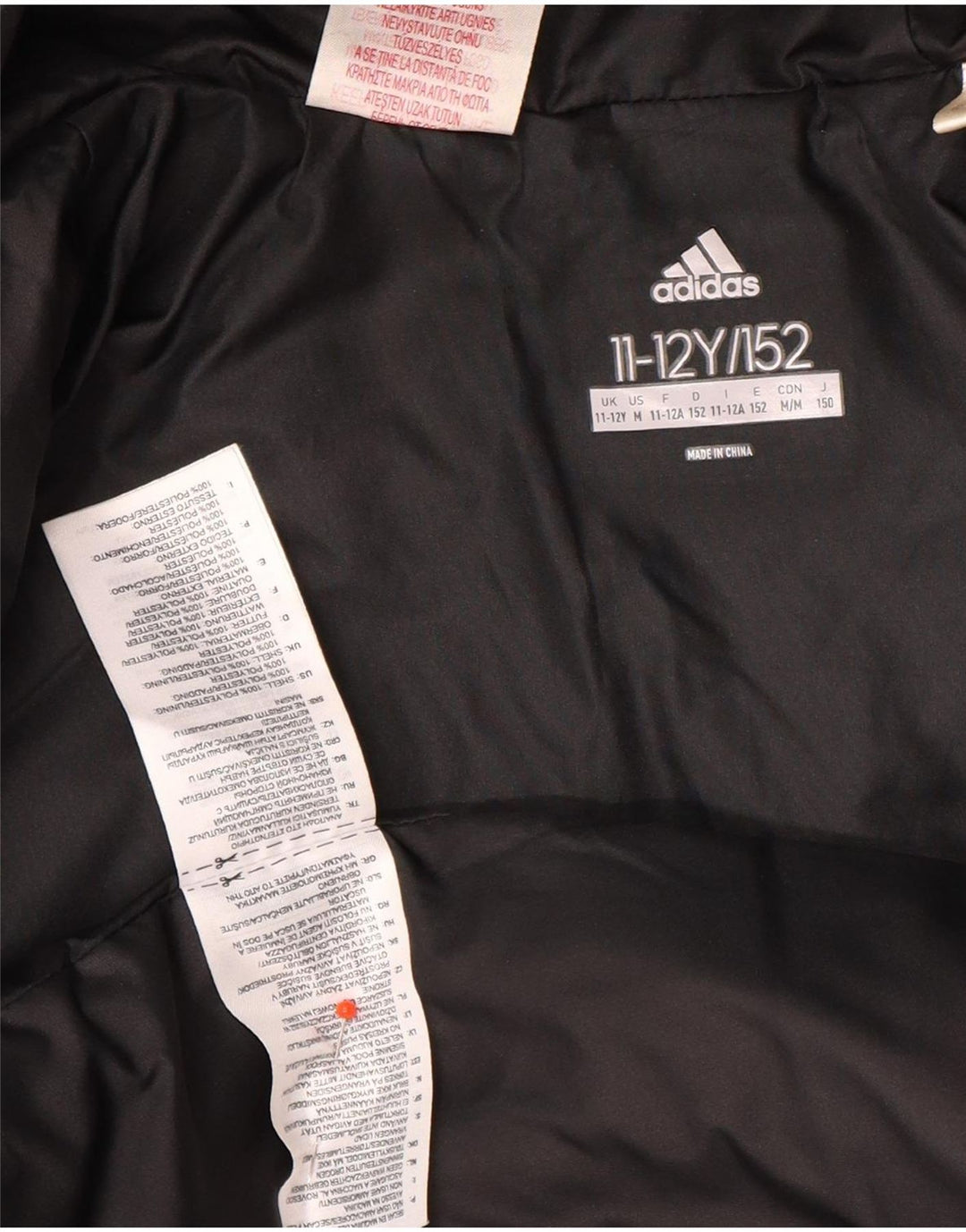 Adidas Chłopięca Wyściełana Kurtka Z Kapturem 11-12 Lat Czarny Poliester