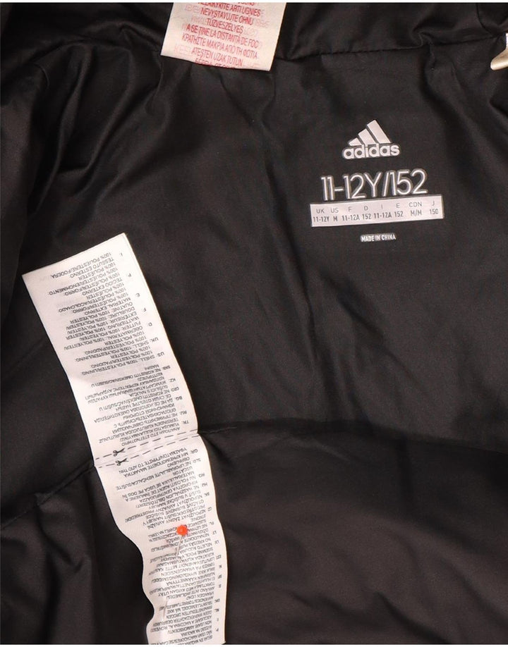 Adidas Chłopięca Wyściełana Kurtka Z Kapturem 11-12 Lat Czarny Poliester