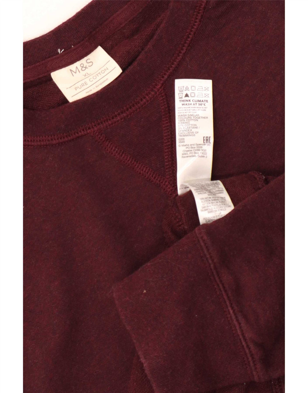 Marks & Spencer Męski sweter bluzowy XL, bordowy, bawełniany