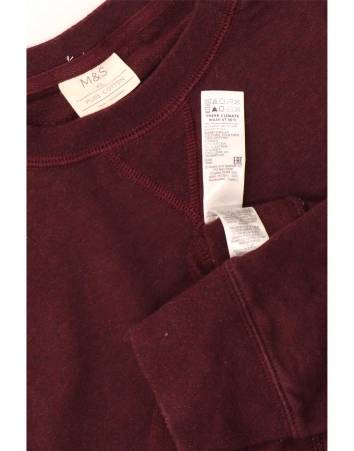 Marks & Spencer Męski sweter bluzowy XL, bordowy, bawełniany