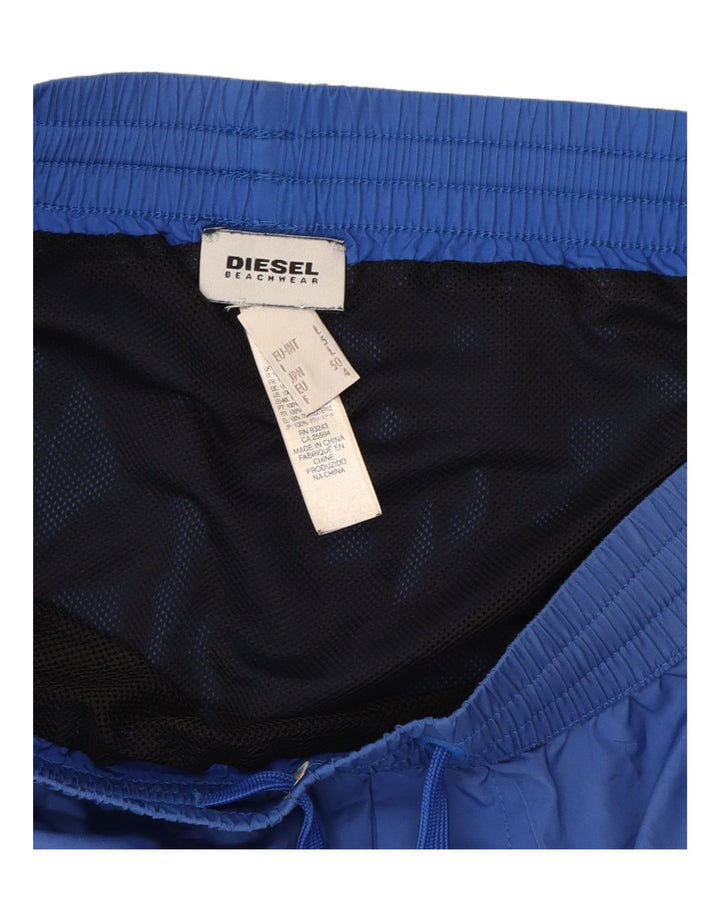 DIESEL Mens Graphic Swimming Shorts Large Blue Polyester