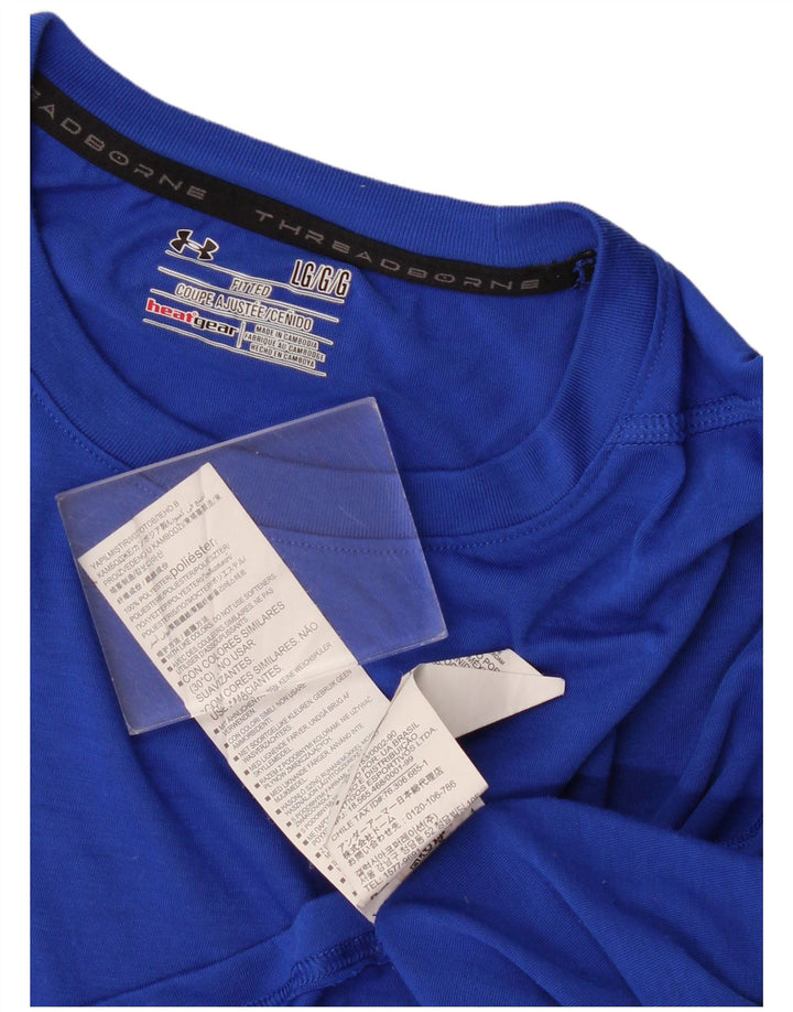 Męski t-shirt Under Armour Heat Gear, duży, niebieski, poliestrowy