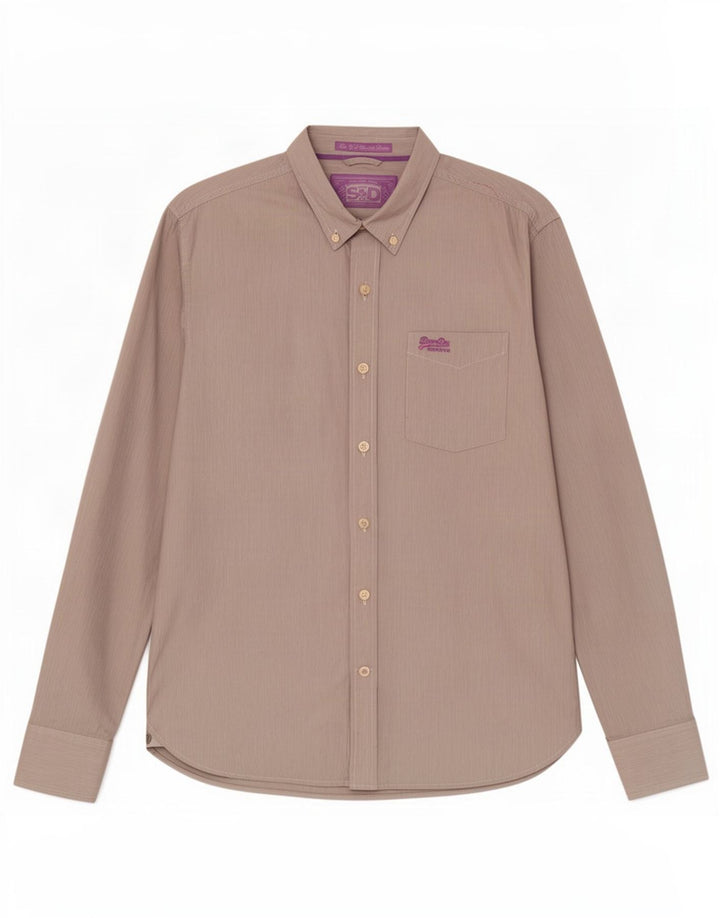 Koszula męska Superdry XL, szara, bawełniana w prążki