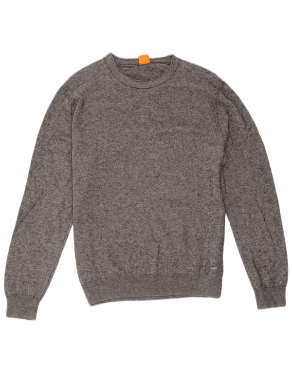 Męski sweter z okrągłym dekoltem Hugo Boss XL, szara, bawełniana w plamki