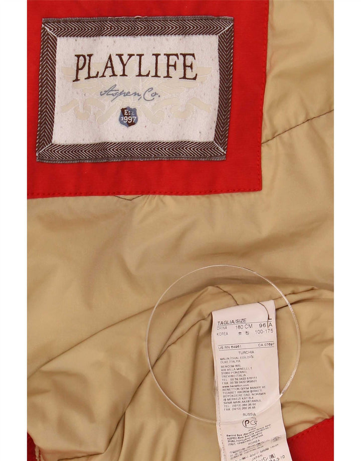 Męska ocieplana kurtka z kapturem Playlife UK 40, duża, czerwona bawełna