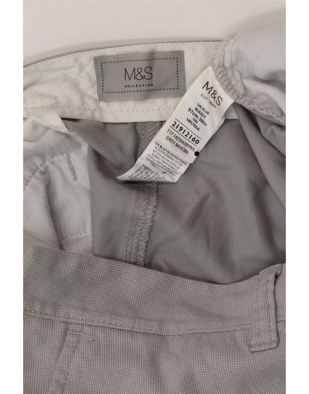 Męskie spodenki Chino Marks & Spencer W38 XL, szara bawełna