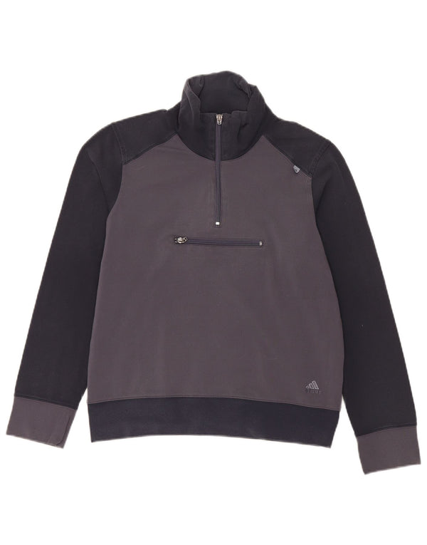 Damska bluza Adidas z zamkiem błyskawicznym UK 14, duża, szara, z blokami kolorów