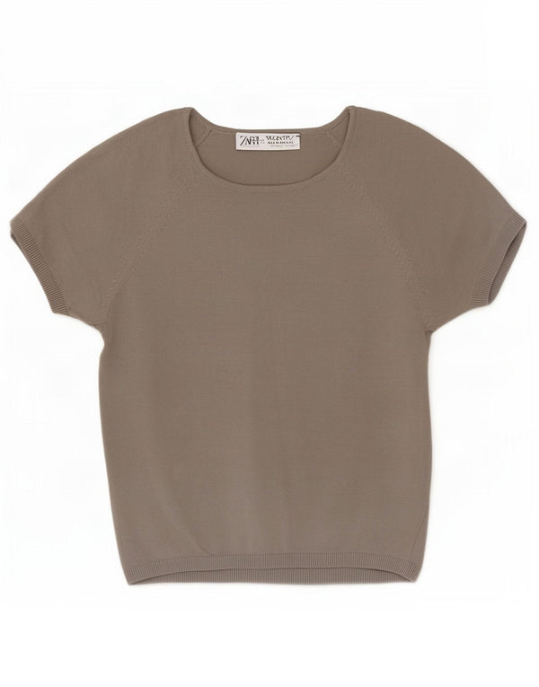 Damski krótki top Zara UK 14 Large, szara wiskoza
