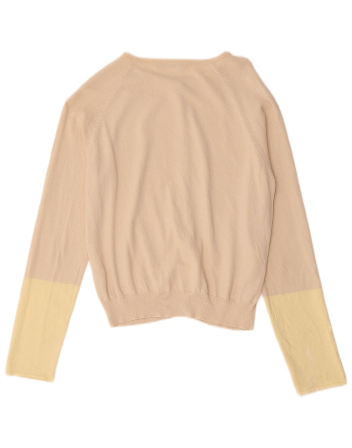 Marks & Spencer Damski sweter rozpinany UK 16, duży, beżowy, z blokami kolorów