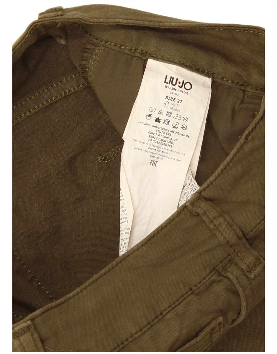Damskie jeansy Liu Jo W27 L25, bawełna khaki