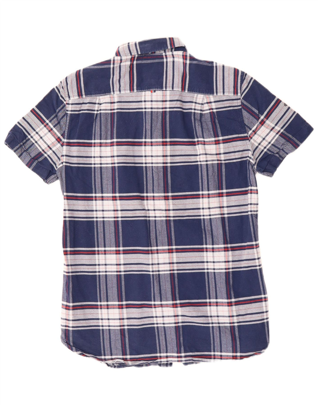 SUPERDRY Męska koszula z krótkim rękawem, średnia, granatowa, bawełniana kratka