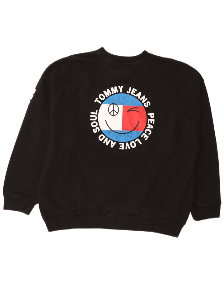 Męska bluza z grafiką Tommy Hilfiger, duża, czarna, bawełniana